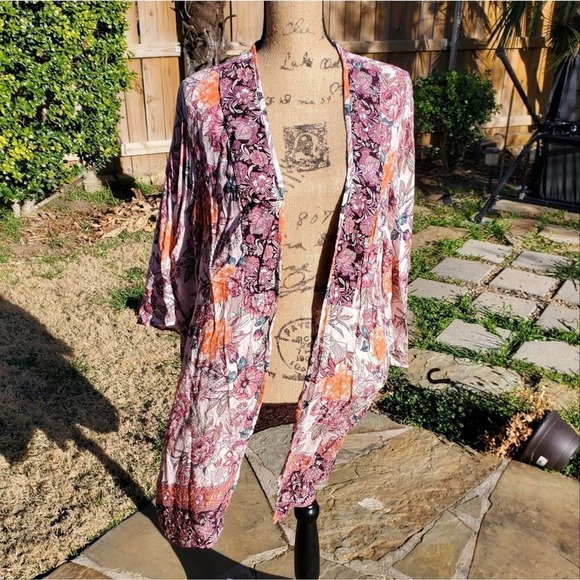 KNOX Rose floral kimono‎ wrap tunic plus size XXL - Picture 3 of 9